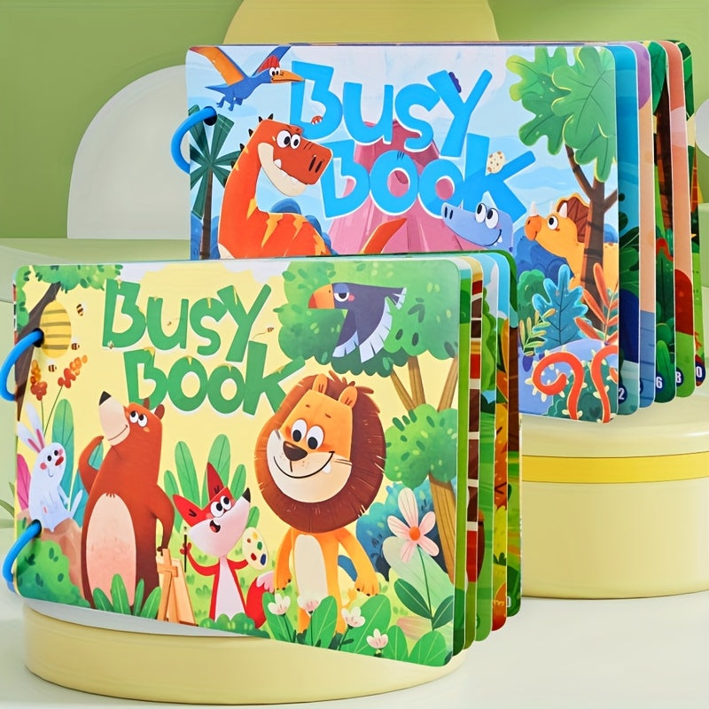 Kids' Sensory Activity Busy Book with Animals & Dinosaurs