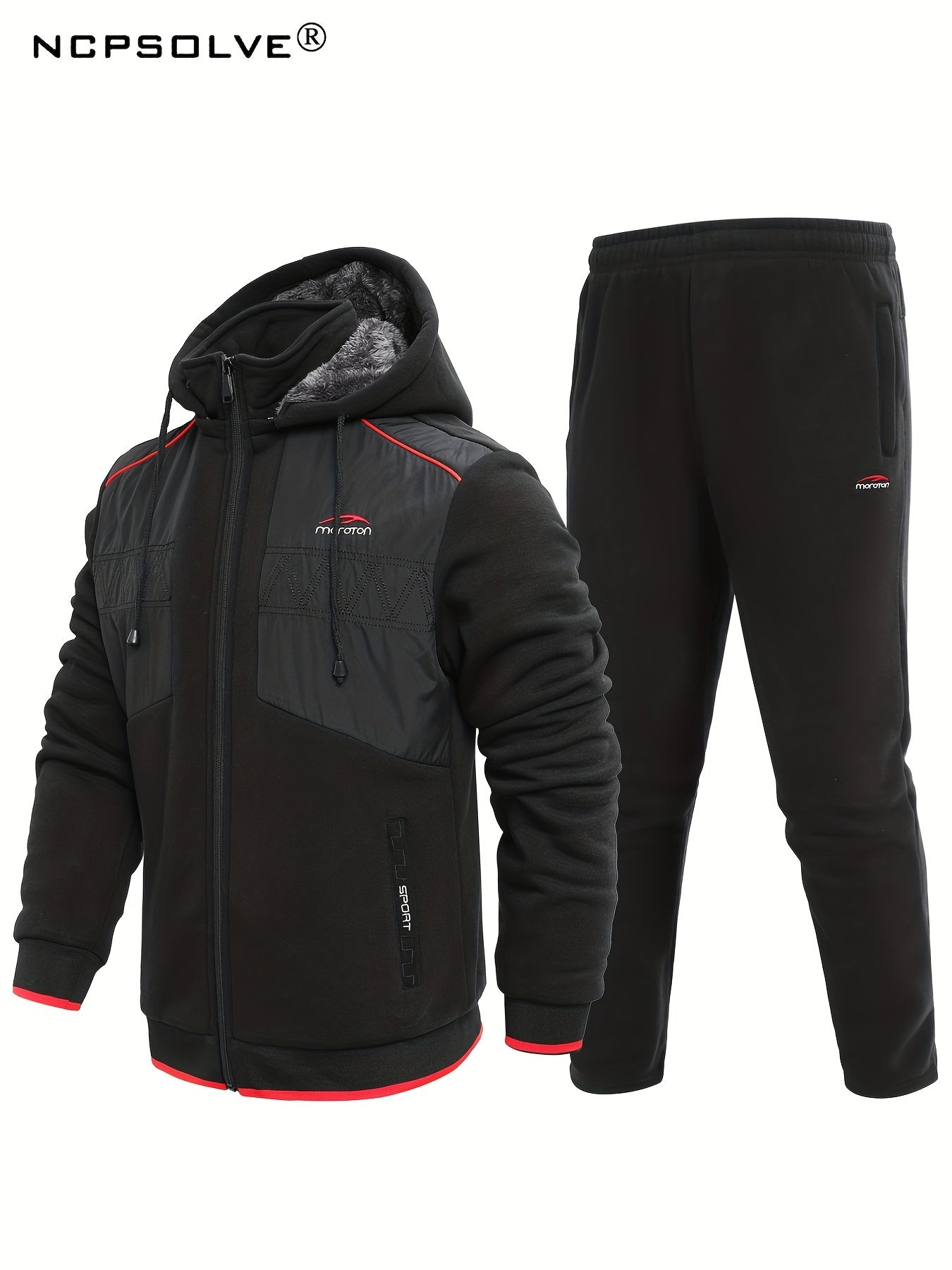 Men's Active Fleece Hooded Jacket & Pants Set