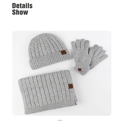 Alpaca Fleece Knitted Hat Scarf Gloves Set for Men Women