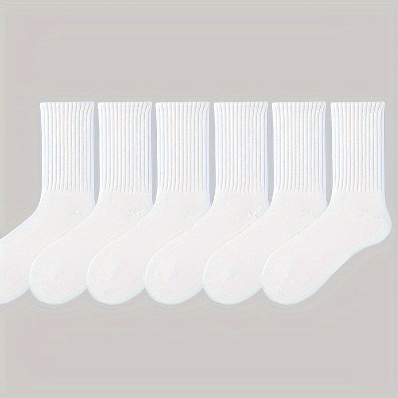 6 Pairs Men's Solid Sports Socks Breathable Comfortable Athletic Running Socks