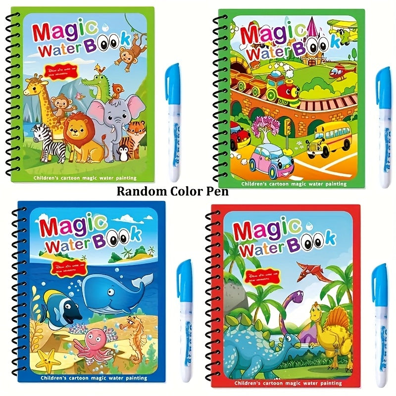 4pcs Magic Water Pens and Reusable Sketchbook for Kids