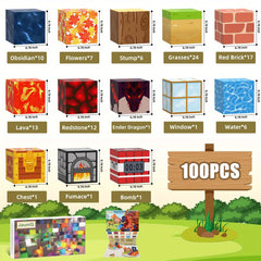 100pcs Magnetic Tiles Creative Build Mine Magnet Sword World