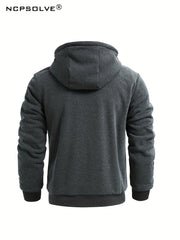 Men's Thick Hooded Jacket and Stretch Pants Sports Suit