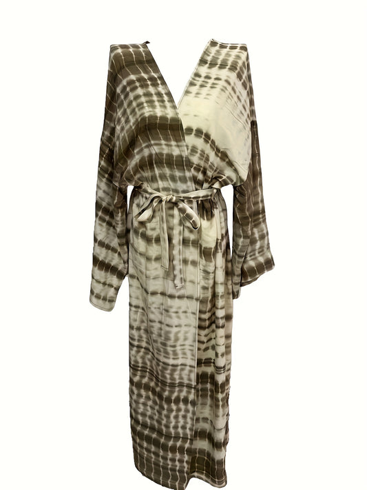  Tie Dye Striped Kimono Cover Up