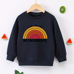Rainbow Graphic Round Neck Pullover Girls Sweatshirt