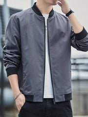 Men's Full Zip Varsity Jacket Casual Baseball Coat