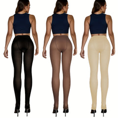 3 Pack Opaque Slim Pantyhose High Waist Footed Women's Stockings