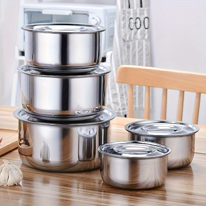 5pcs Stainless Steel Cooking Pots Set With Lids