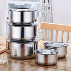 5pcs Stainless Steel Cooking Pots Set With Lids