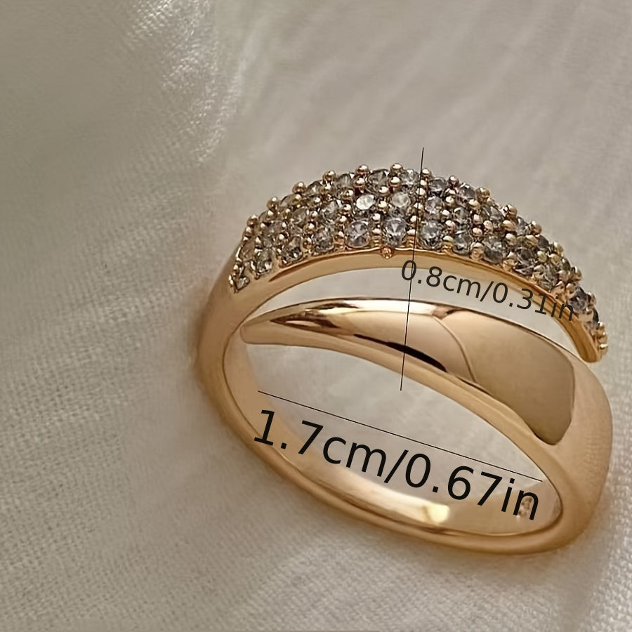 Copper Inlaid Zirconia Open Ring with Sharp Wing