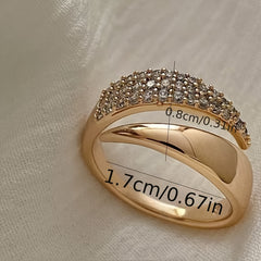Copper Inlaid Zirconia Open Ring with Sharp Wing