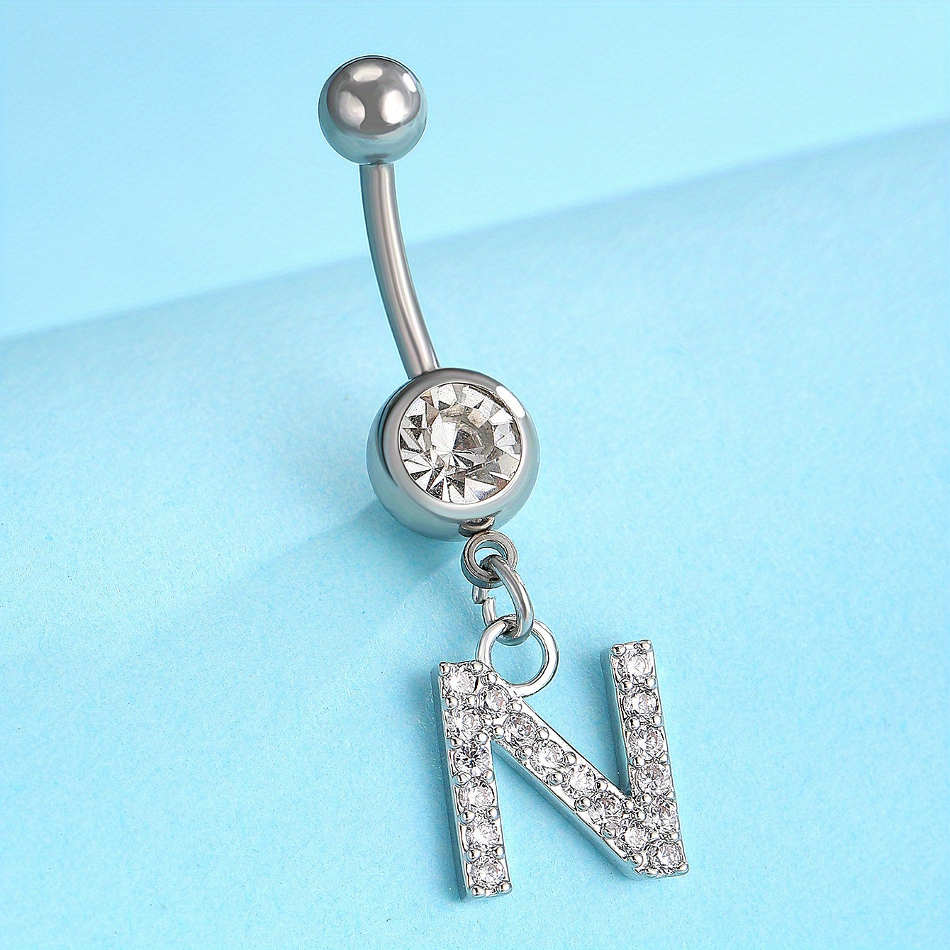 Zircon 26 Letters Belly Button Ring Navel Piercing