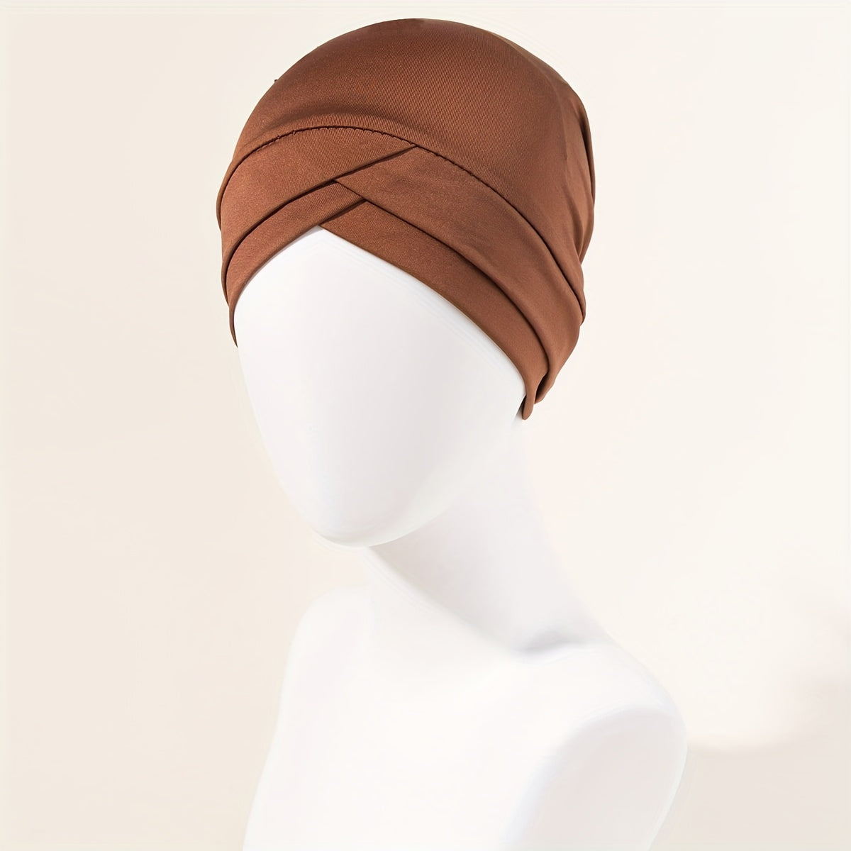 Double Layer Turban Cap Elastic Solid Head Wrap Casual Bonnet Head Scarf