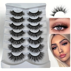 7 Pairs Fluffy Cat Eye Lashes 7D Volume Faux Mink Lashes Natural Look