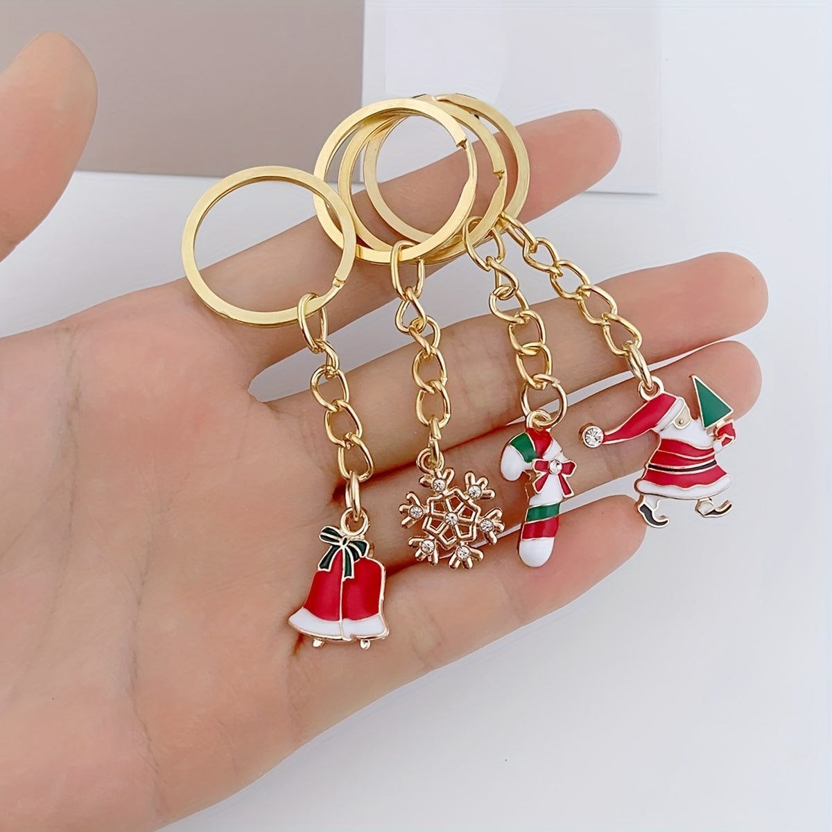 20pcs Christmas Keychain Metal Key Ring Purse Bag Charm Decoration Party Favors