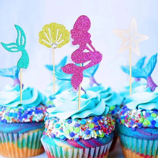 24pcs Mermaid Cake Inserts for Sparkling Cakes