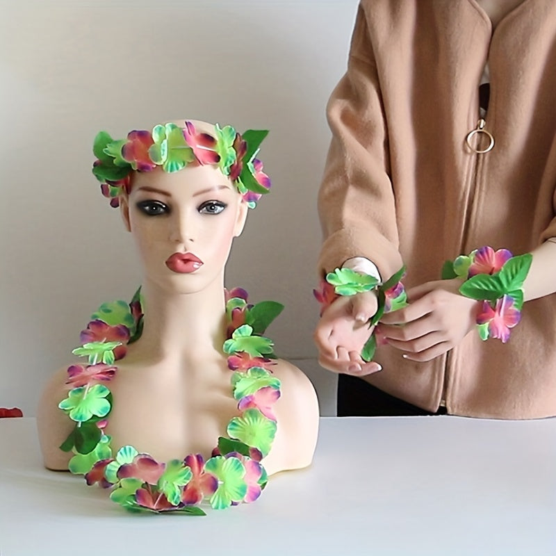 4Pcs Hawaiian Flower Leis Garland Necklace DIY Decoration Fancy Dress Party