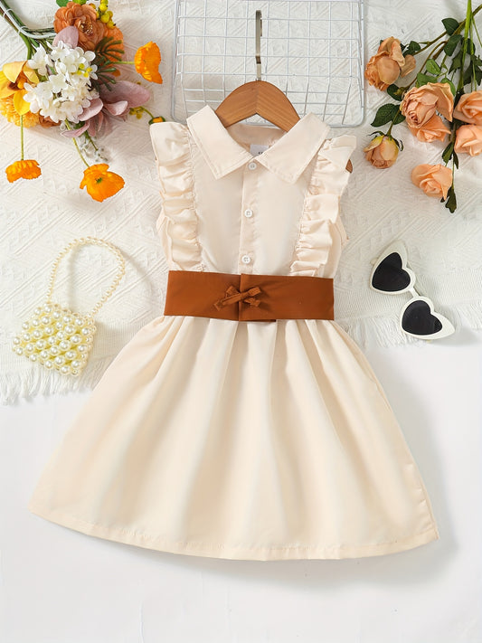 Toddler Girls Ruffle Trim Sleeveless Shirt Dress
