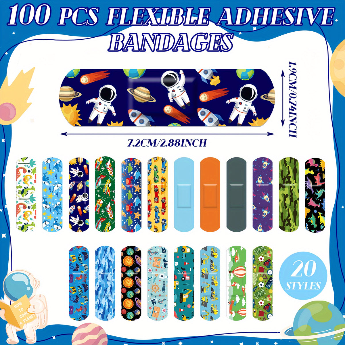 100pcs Cartoon Bandages Variety Pack 20 Styles