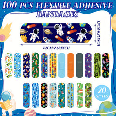 100pcs Cartoon Bandages Variety Pack 20 Styles