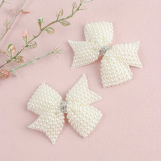 2pcs Faux Pearl Bow Hair Clips for Hair Bangs Braids Girls Baby Accessories