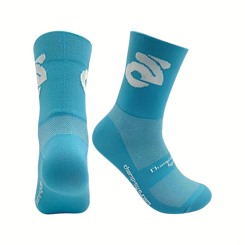 Breathable Mid Calf Sports Socks - Cycling Running Outdoor Sweat Absorbing