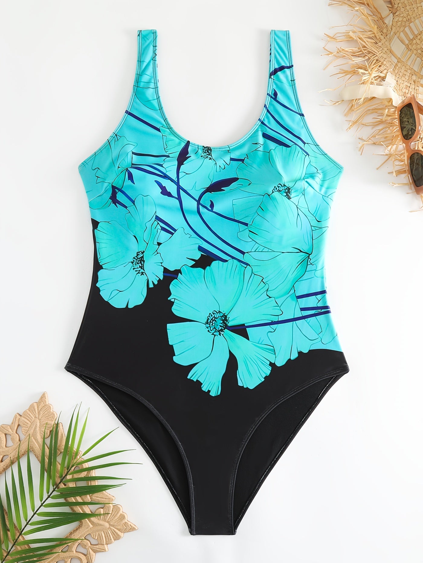 Floral Print Backless One Piece Swimsuit Plus Size Women's Bathing Suit