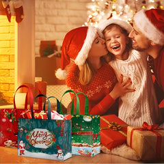 6pcs Reusable Christmas Gift Bags with Handles Non Woven Fabric