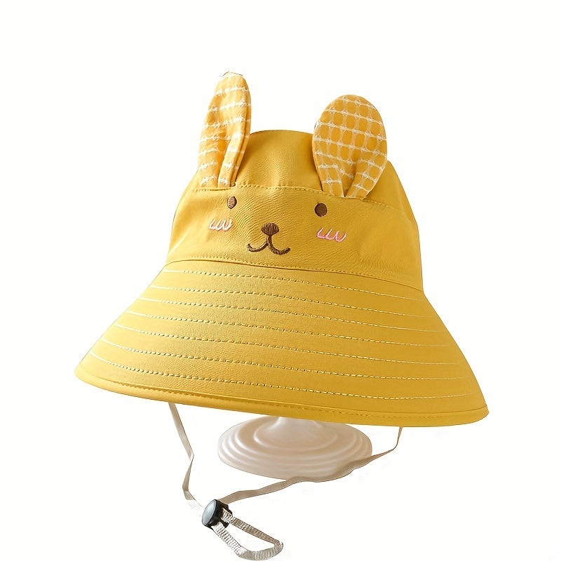 Kids Bunny Drawstring Fisherman's Hat Sunscreen Bucket Cap