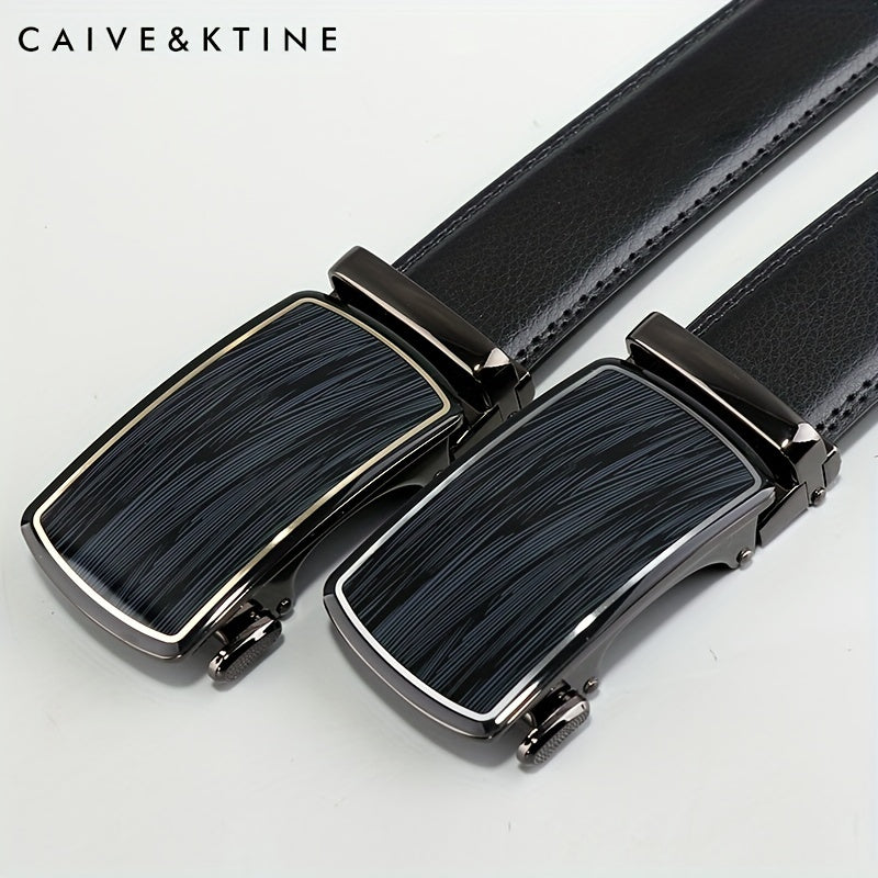 Caivektine Men's Cowhide Belt Business Casual Leather Belt Automatic Buckle