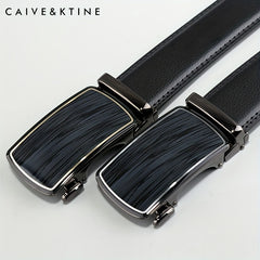 Caivektine Men's Cowhide Belt Business Casual Leather Belt Automatic Buckle