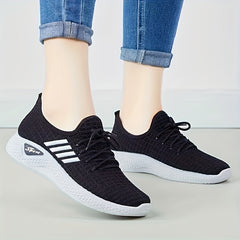 Women's Stripe Athletic Running Shoes Comfort Mesh Casual Sneakers