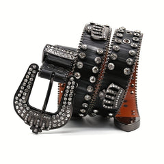 Rhinestones Crowns Straps Unisex Punk Trousers Belt