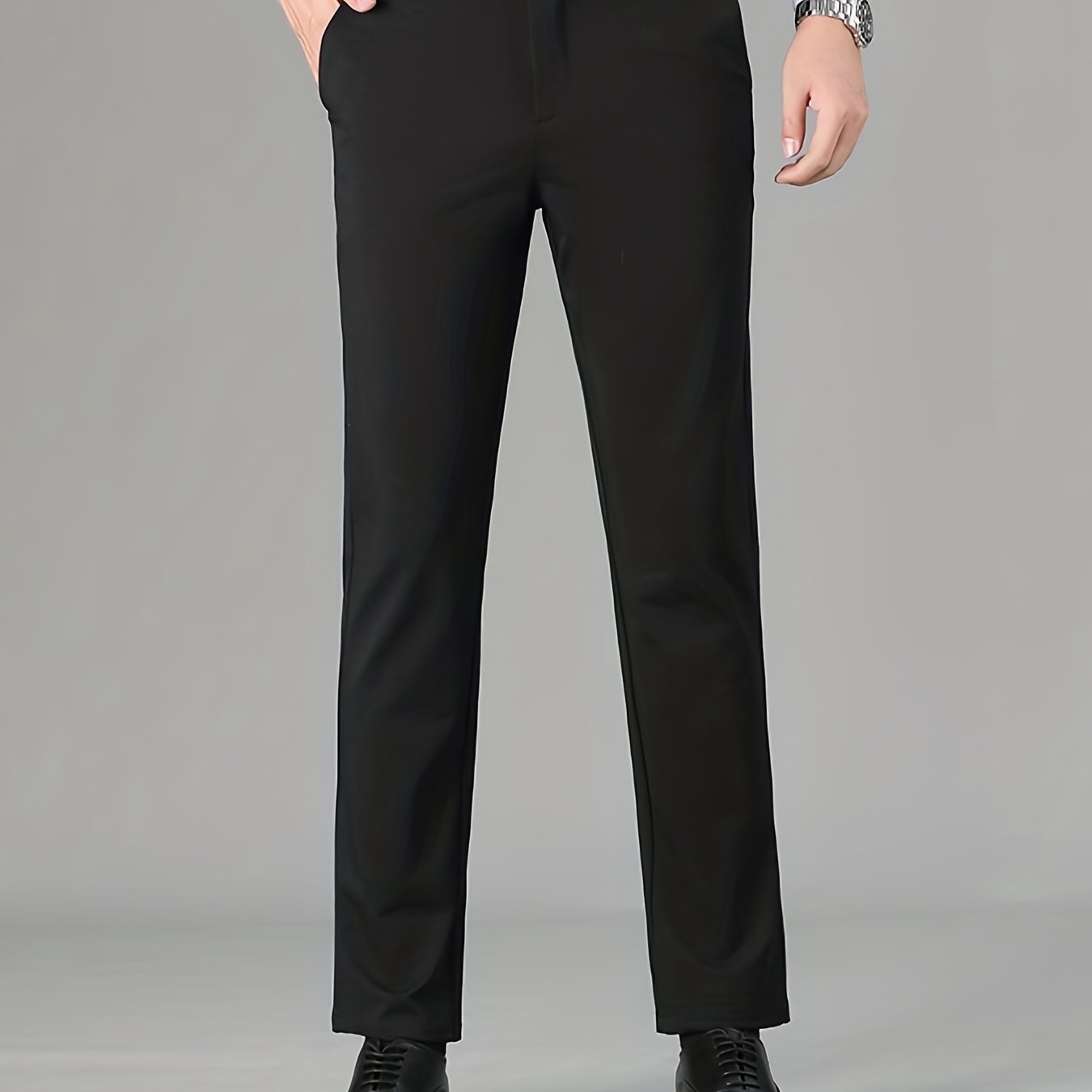 Men's Formal Solid Stretch Dress Pants for Fall Winter Business