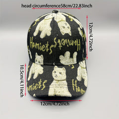 Bear Cat Embroidery Baseball Cap Cartoon Pattern Dad Hat