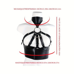 Gothic PU Leather Hollow Rivet Cage Bra Harness Belt Corset Waistband