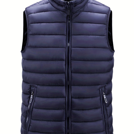 Men's Casual Zipper Pockets Stand Collar Vest