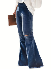  Women's Ripped High Rise Flared Leg Jeans