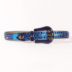 Rhinestone Men's Skull Belt Cowboy Metal Buckle Punk Jeans Women
