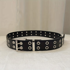 Unisex Double Needle Full Hole Hip Hop Rock Belt