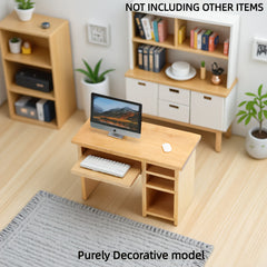 Mini Wooden Computer Desk Set Model Desk with Mouse and Keyboard 1:12 Scale