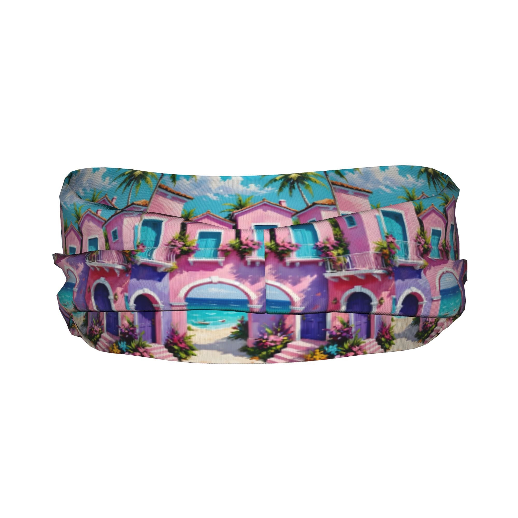 Vibrant Headband Sweat Wicking Stretchy Breathable Polyester Palm Trees Ocean