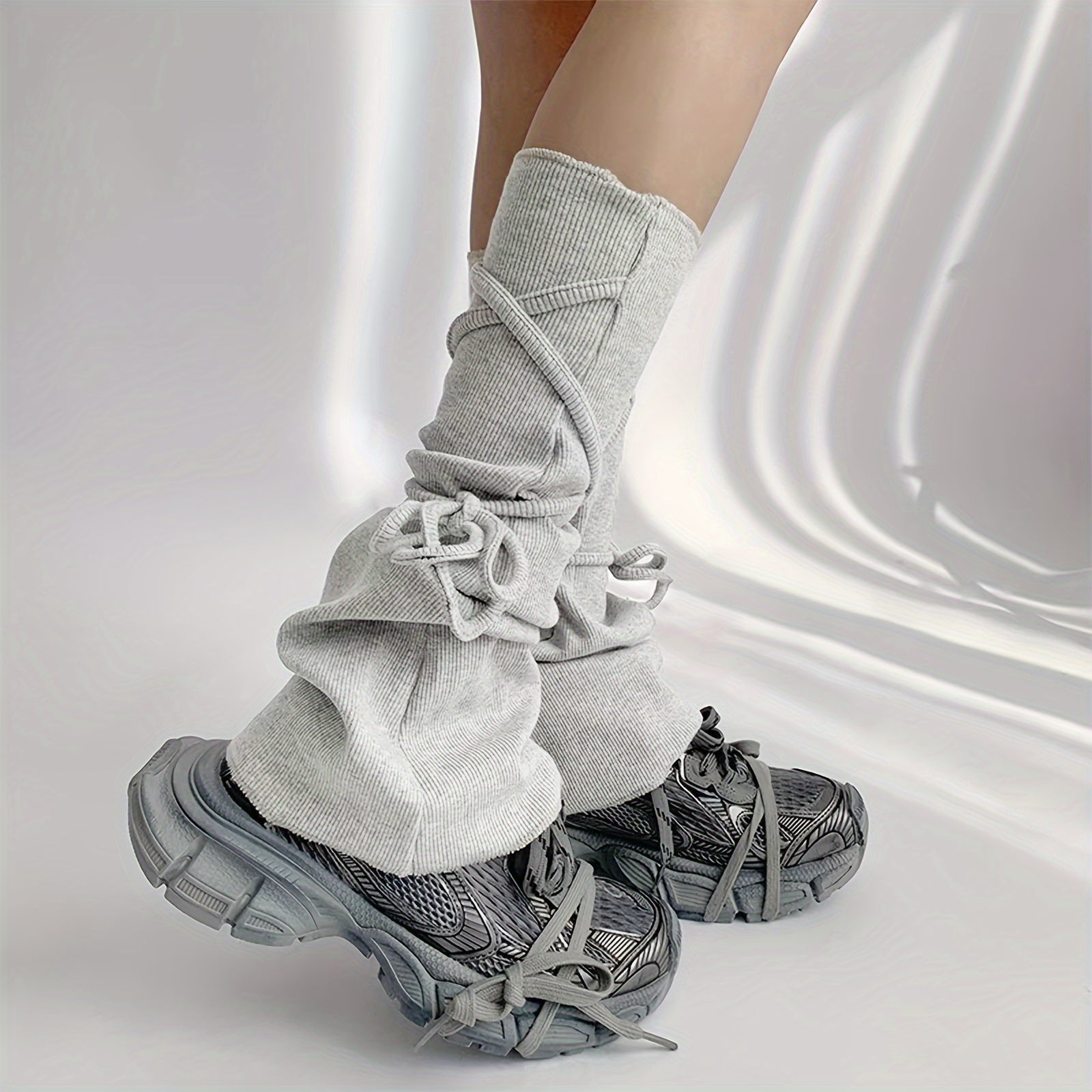 Solid Strappy Leg Warmers Y2K Flare Socks
