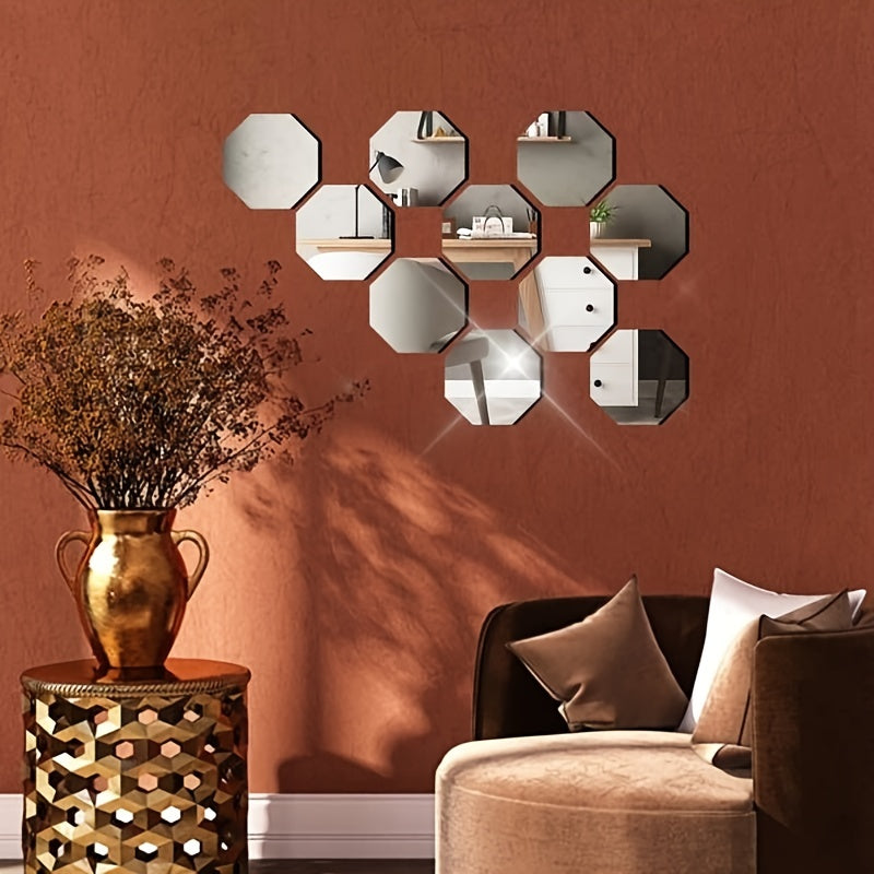 2pcs Acrylic Mirror Wall Stickers - Home Decor, Self Adhesive