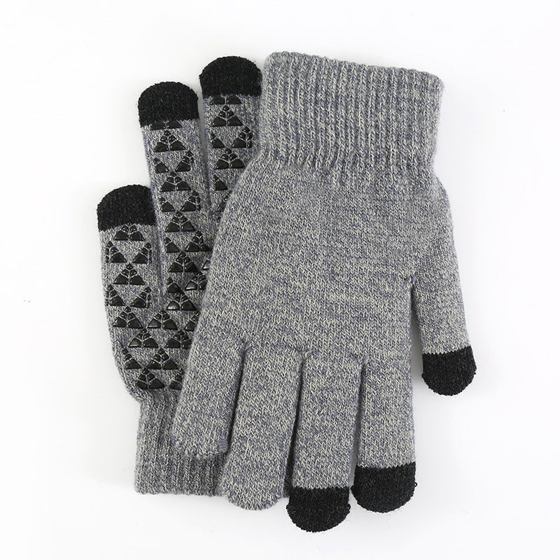 Men's Fleece Winter Touch Screen Gloves Thickened Warm Wool Knitted