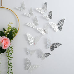 3D Hollow Butterfly Wall Stickers Metal Texture Wall Decor for Living Room