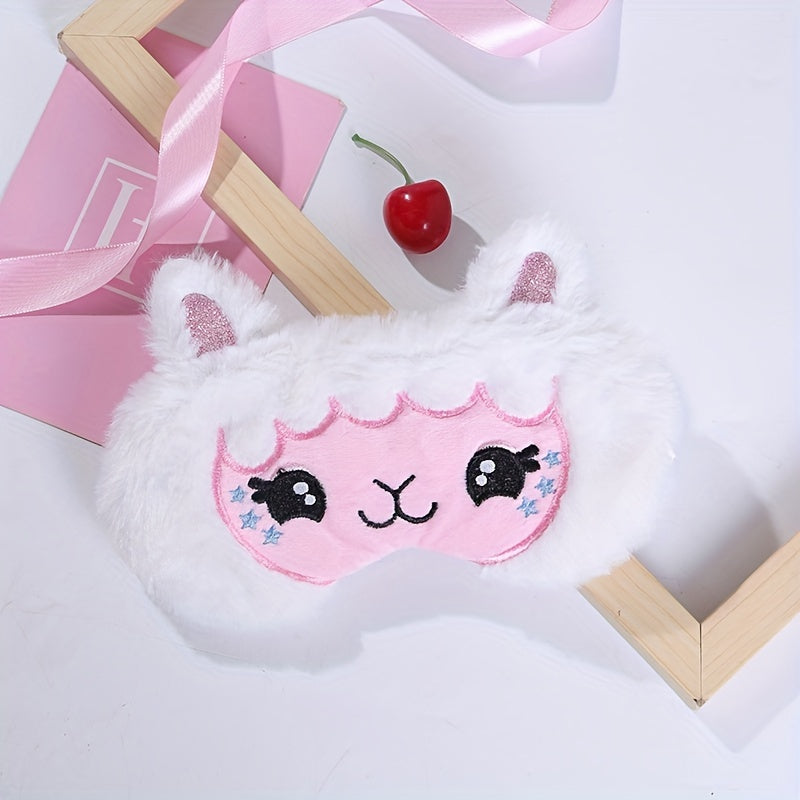 Cartoon Alpaca Eye Mask Soft Breathable Blackout Blindfold for Travel Rest Nap