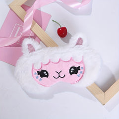 Cartoon Alpaca Eye Mask Soft Breathable Blackout Blindfold for Travel Rest Nap