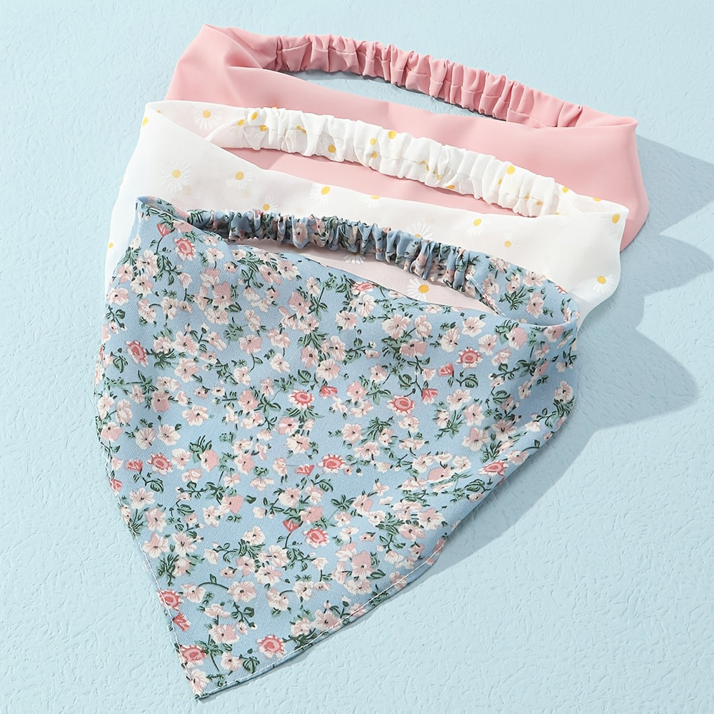 3pcs Summer Floral Headband Head Scarf Hair Accessories for Baby Girls