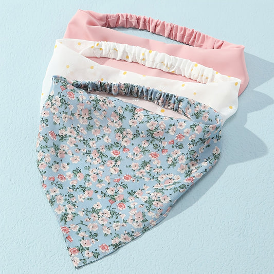 3pcs Summer Floral Headband Head Scarf Hair Accessories for Baby Girls